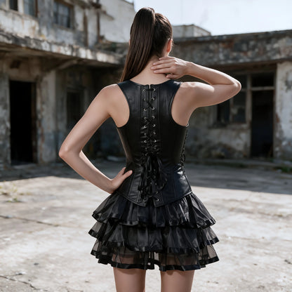 Steampunk-Korsett "Mechanica" in Schwarz, Gr. XS-3XL