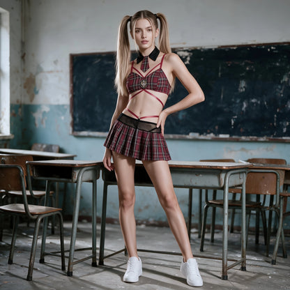 3-teiliges Schulmädchen-Set "Academy Red" Cosplay in Gr. S - XL