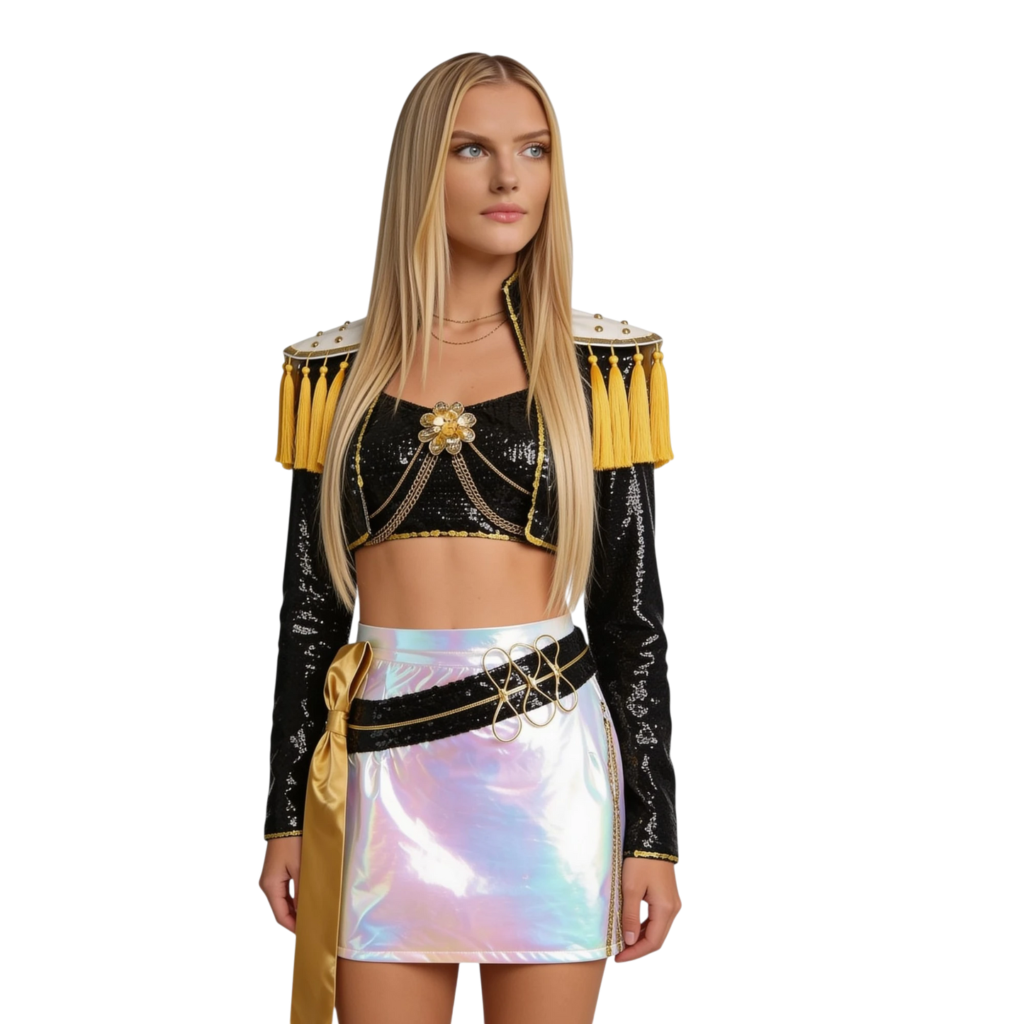 Anime Cosplay-Set "Mira Glamour" mit Jäckchen & Metallic-Minirock
